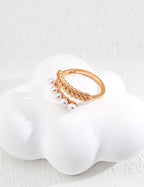 925 Sterling Silver Faux Pearl Ring - Silver
