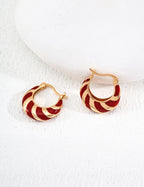 925 Sterling Silver Drip Glaze Earrings - Silver