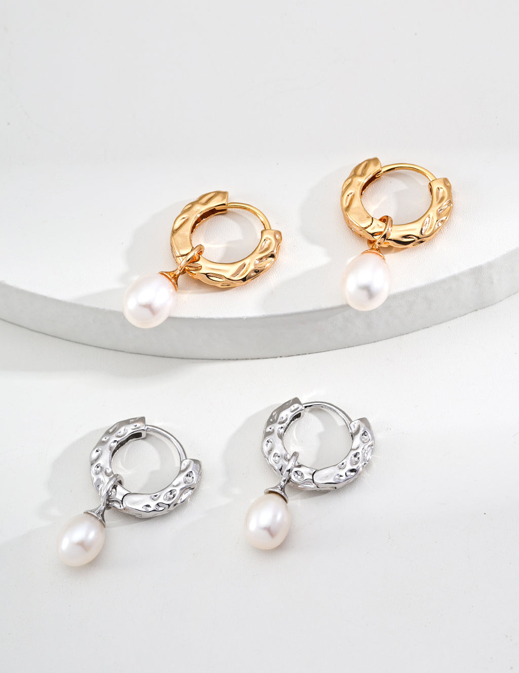 925 Sterling Silver Vintage Natural Pearl Earrings - Silver