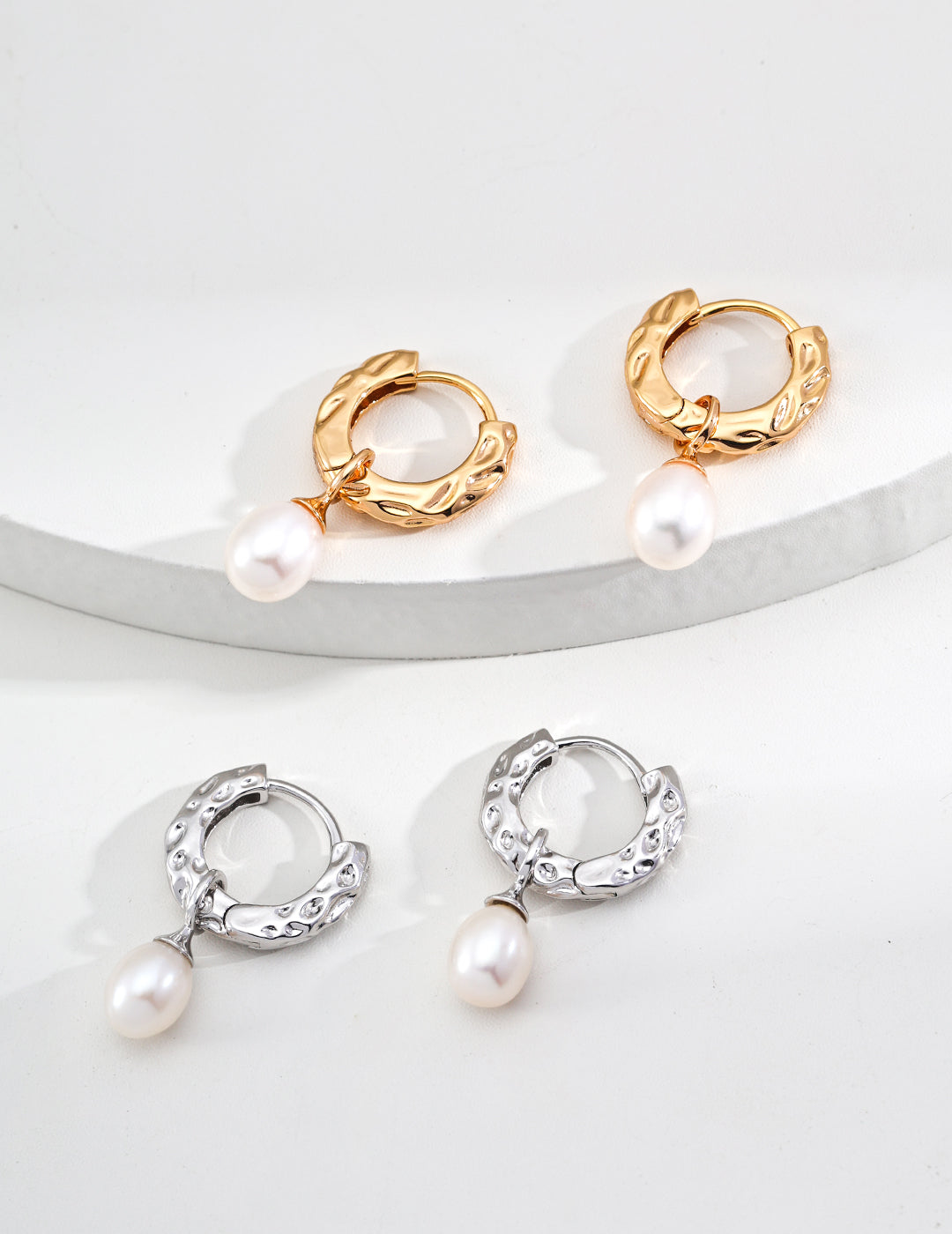 925 Sterling Silver Vintage Natural Pearl Earrings - Silver