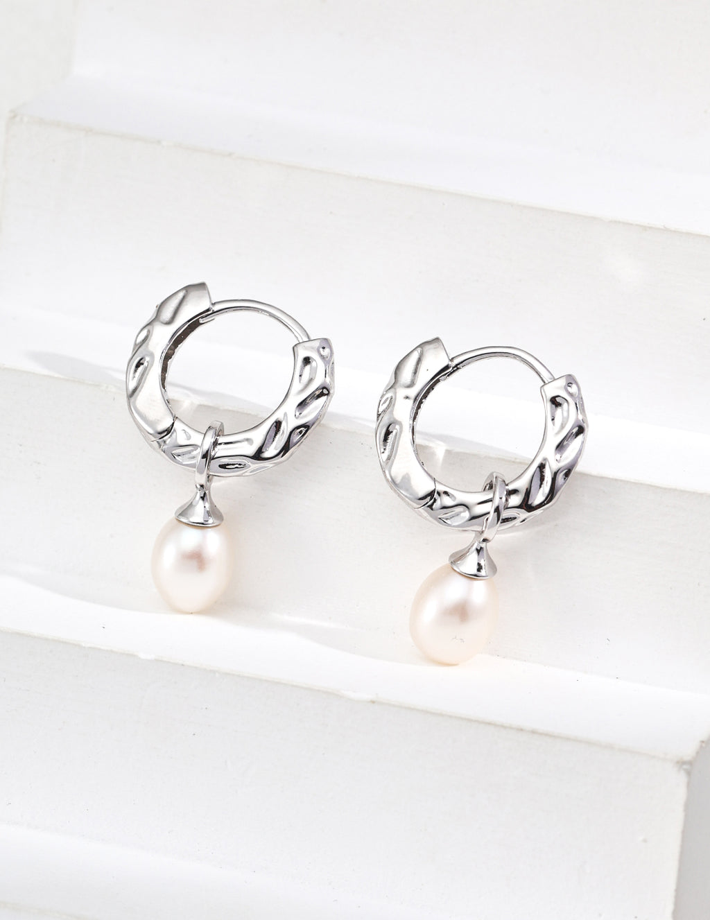 925 Sterling Silver Vintage Natural Pearl Earrings - Silver