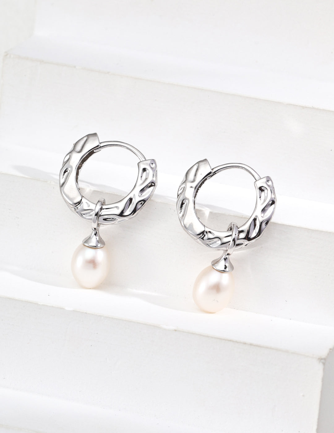 925 Sterling Silver Vintage Natural Pearl Earrings - Silver