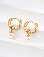925 Sterling Silver Vintage Natural Pearl Earrings - Silver