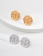 925 Sterling Silver Serpent Coin Stud Earrings detail