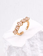 925 Sterling Silver Floral Drip Glaze Ring - Silver