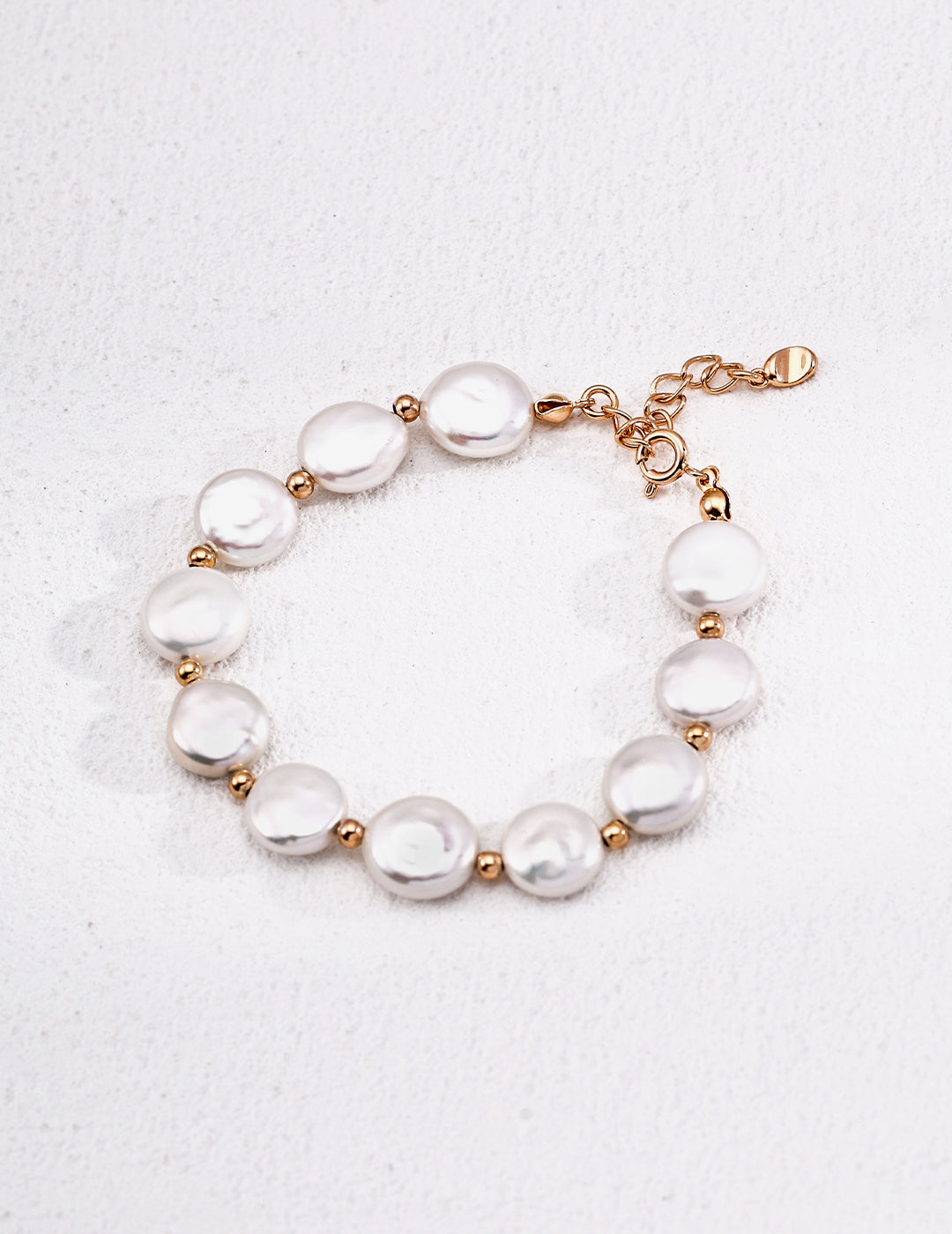 925 Sterling Silver Natural Pearl Bracelet - Vintage Gold