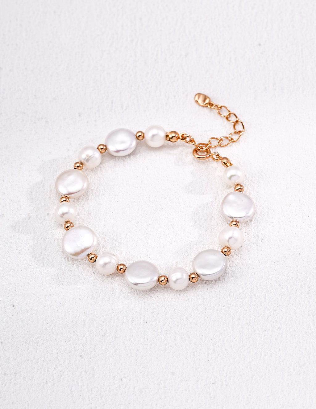 925 Sterling Silver Natural Pearl Bracelet - Vintage Gold