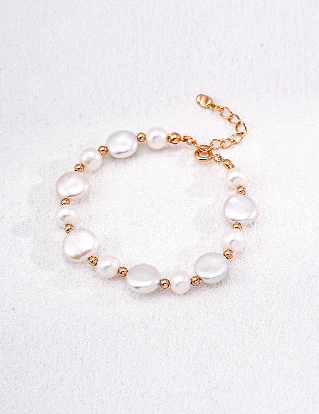 925 Sterling Silver Natural Pearl Bracelet - Vintage Gold
