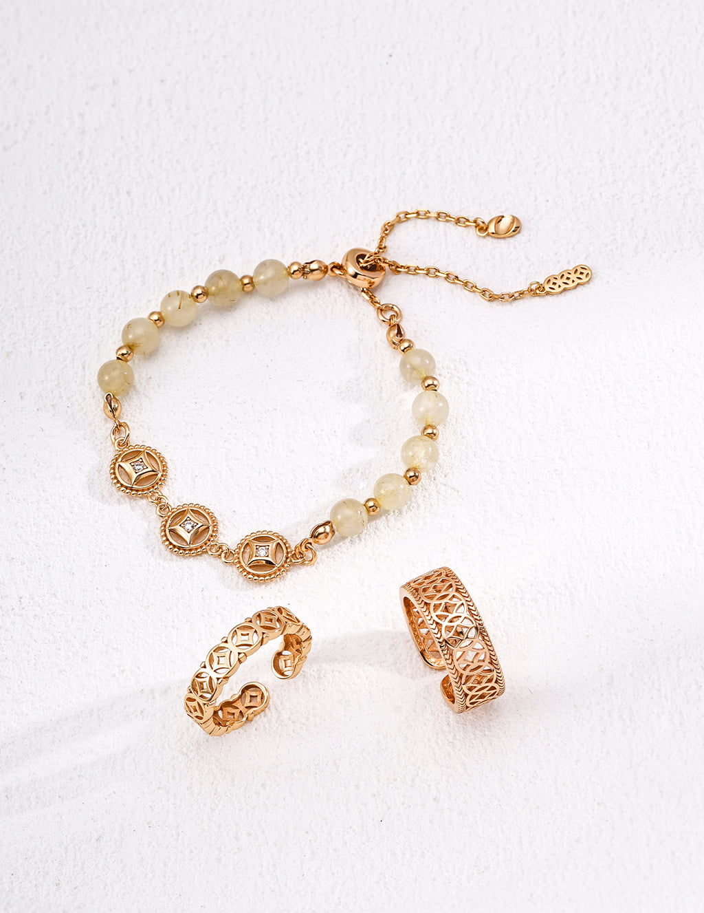 925 Sterling Silver Golden Rutilated Quartz Pearl Bracelet, product view 5