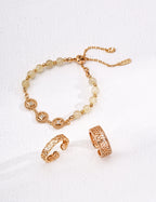 925 Sterling Silver Golden Rutilated Quartz Pearl Bracelet, product view 5