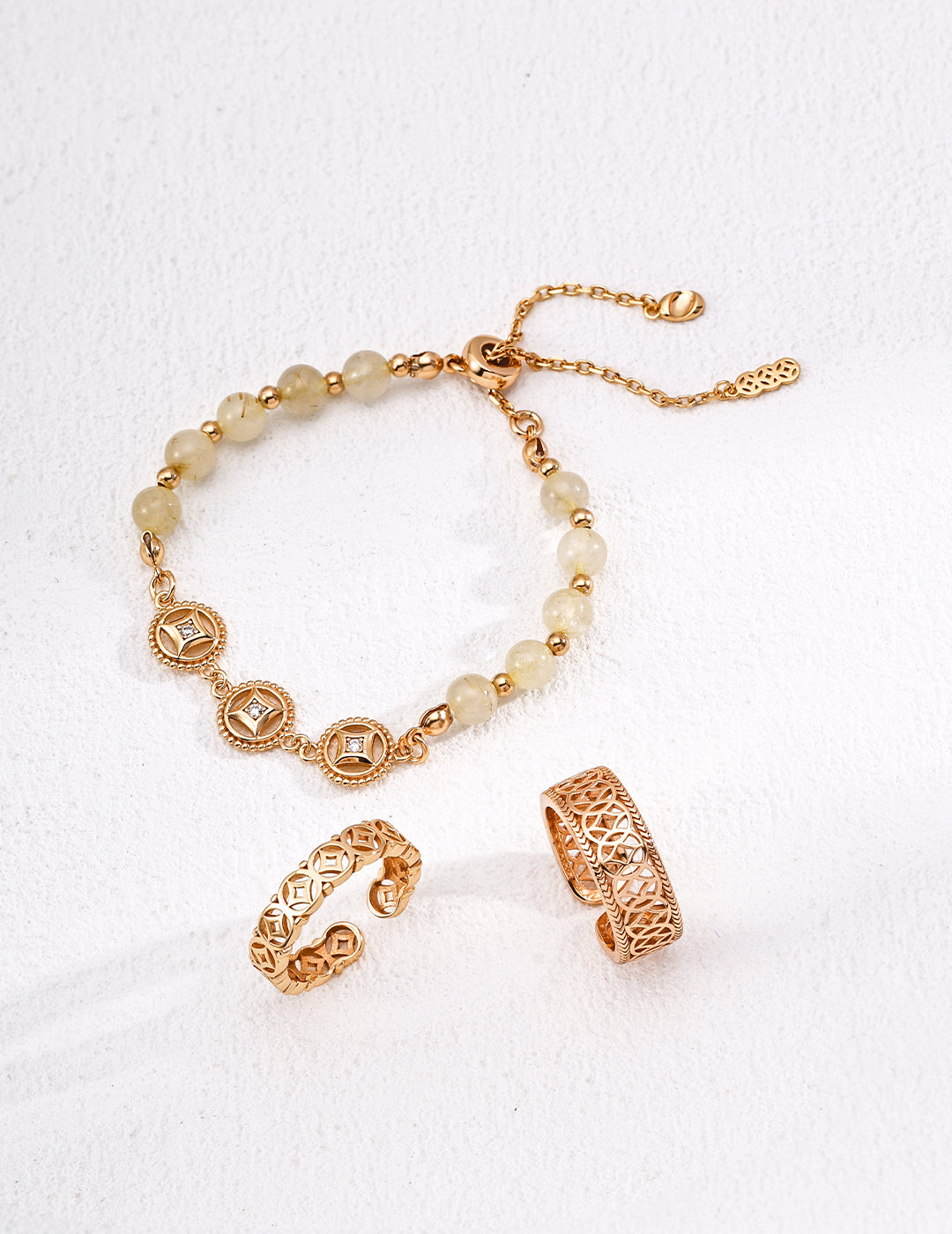 925 Sterling Silver Golden Rutilated Quartz Pearl Bracelet, product view 5
