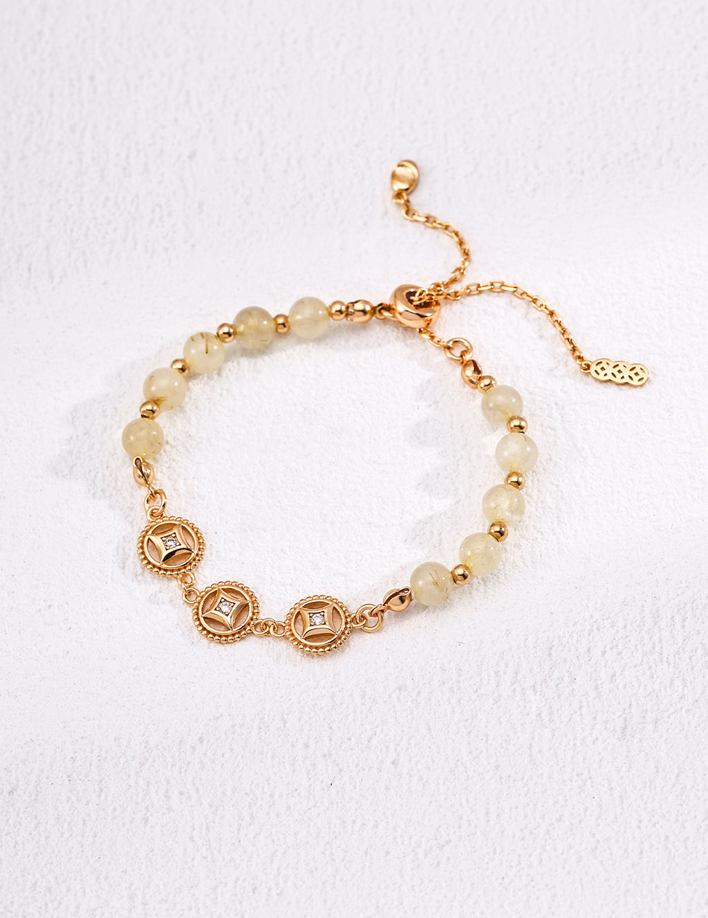 925 Sterling Silver Golden Rutilated Quartz Pearl Bracelet, product view 3