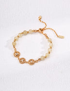 925 Sterling Silver Golden Rutilated Quartz Pearl Bracelet, product view 3