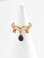 925 Sterling Silver Vintage Natural Lapis Lazuli and Cubic Zirconia Ring in vintage gold, lapis lazuli, and cubic zirconia, product view 3