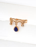 925 Sterling Silver Vintage Natural Lapis Lazuli and Cubic Zirconia Ring in vintage gold, lapis lazuli, and cubic zirconia, product view 1
