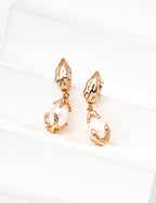925 Sterling Silver Fluid Natural Pearl Earrings - Vintage Gold