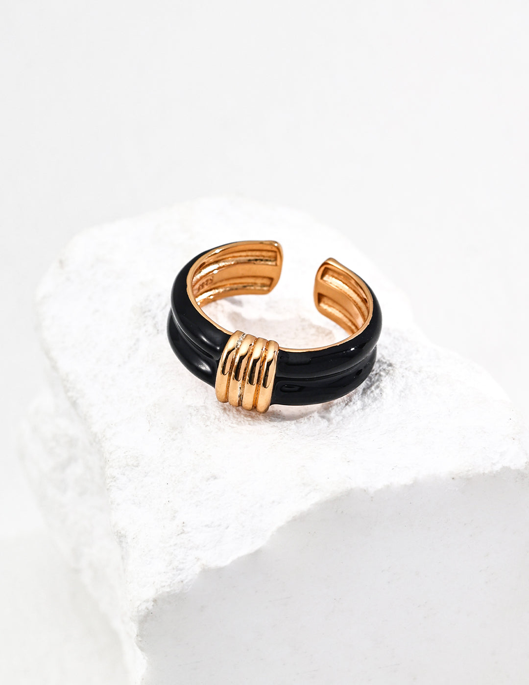 925 Sterling Silver Vintage Drip Glaze Ring - Silver