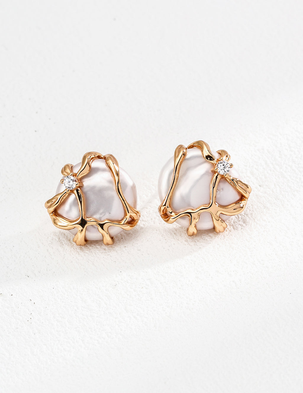 925 Sterling Silver Natural Pearl and Cubic Zirconia Earrings - Silver