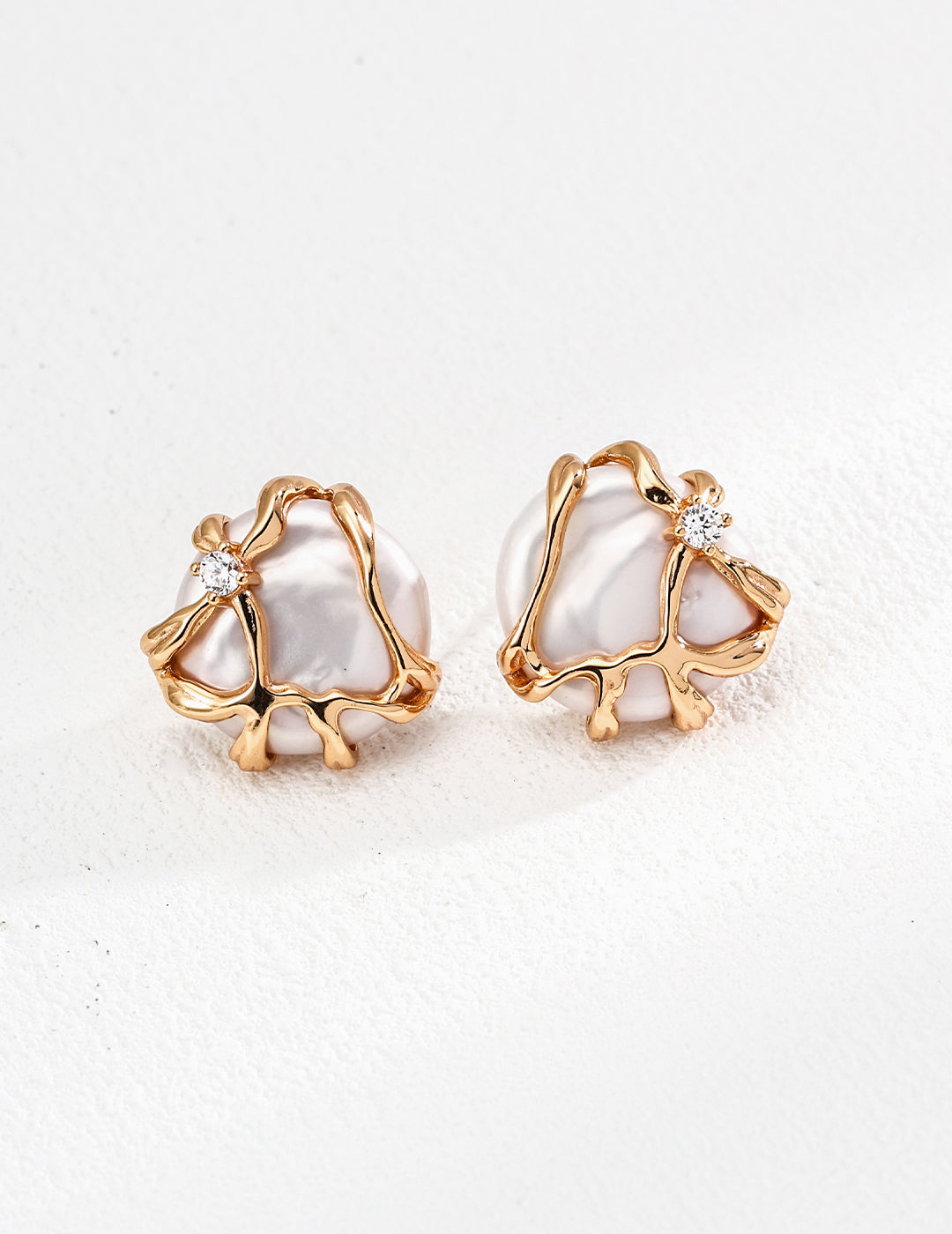 925 Sterling Silver Natural Pearl and Cubic Zirconia Earrings - Silver