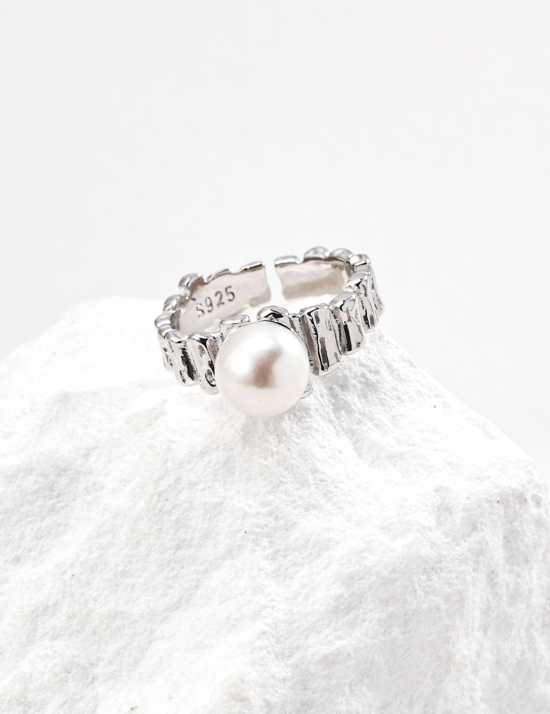 925 Sterling Silver Natural Pearl Ring - Silver