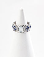925 Sterling Silver Vintage Lapis Lazuli, Mother of Pearl and Blue Enamel Ring, product view 7