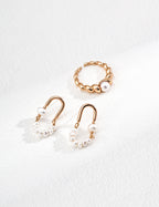 925 Sterling Silver Natural Pearl Earrings - Silver