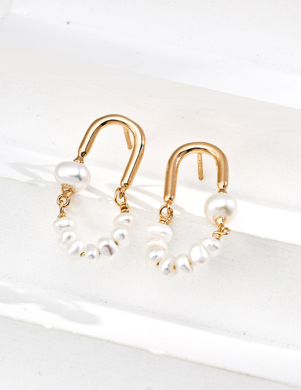 925 Sterling Silver Natural Pearl Earrings - Silver