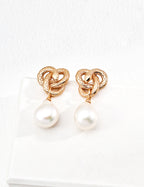 925 Sterling Silver Vintage Natural Natural Baroque Pearl Earrings - Silver