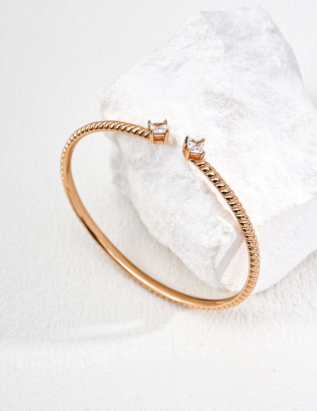 925 Sterling Silver Cubic Zirconia Bangle - Silver