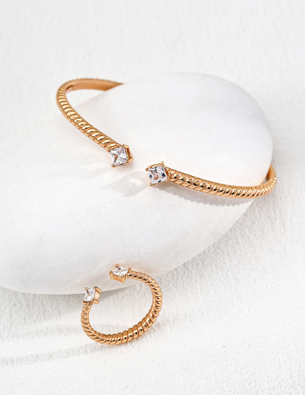 925 Sterling Silver Cubic Zirconia Bangle - Silver