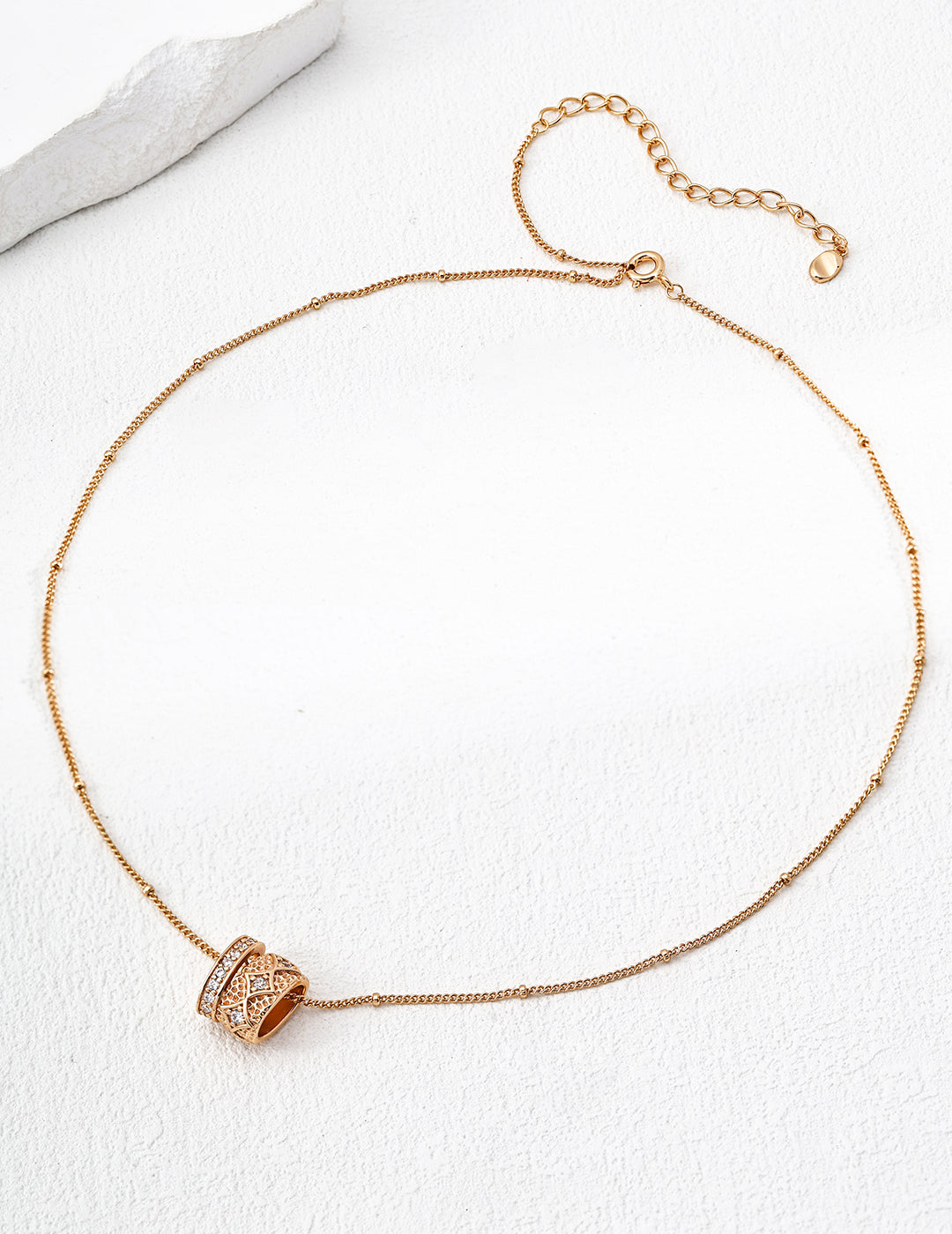 925 Sterling Silver Star Cubic Zirconia Necklace - Vintage Gold