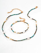 925 Sterling Silver Vintage Lapis Lazuli, Natural Pearl and Turquoise Bracelet - Silver