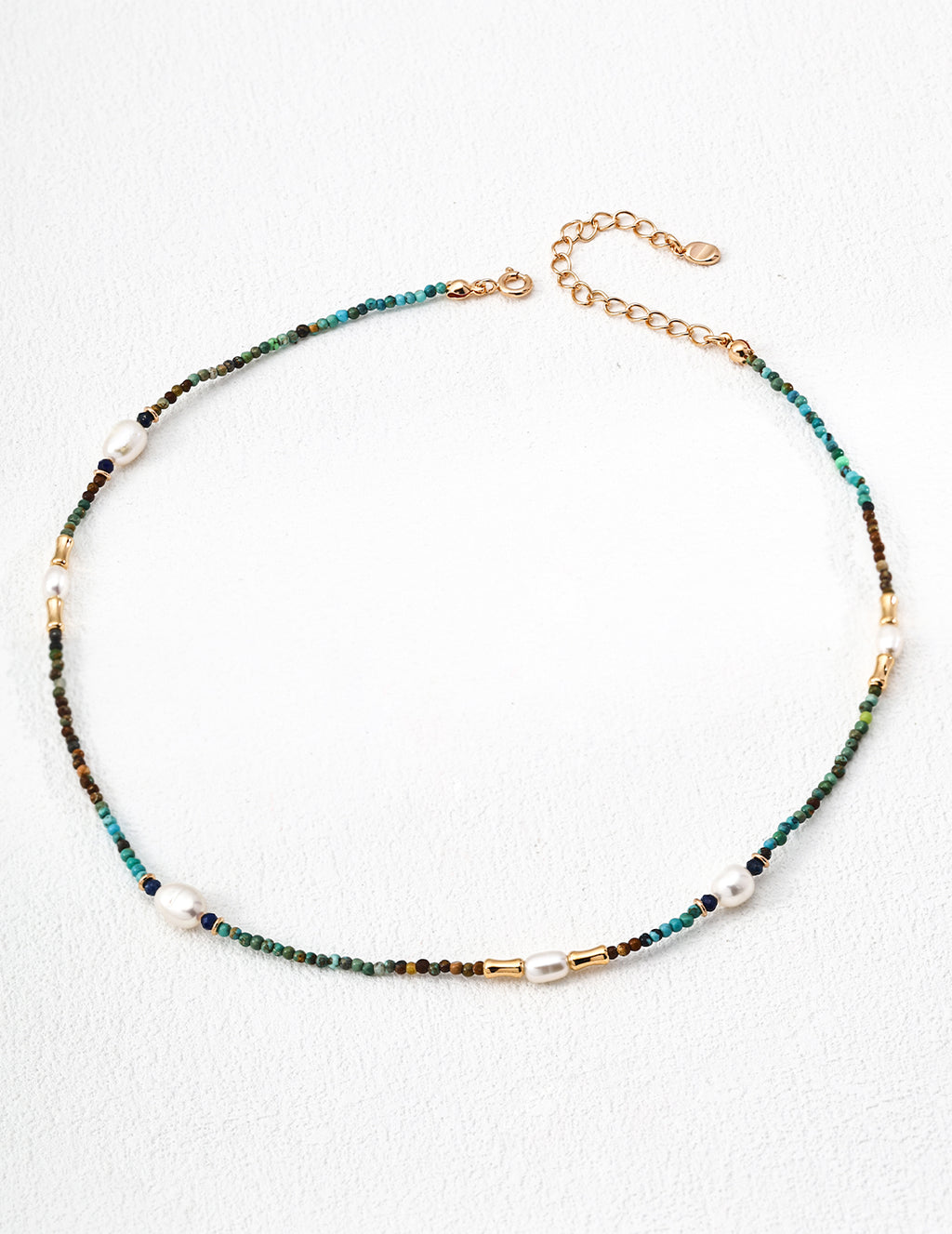 925 Sterling Silver Vintage Pearl, Lapis Lazuli and Turquoise Necklace - Silver