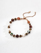 925 Sterling Silver Vintage Natural Pearl, Czech Iridescent Glass and Iridescent Shell Bead Bracelet, product view 1