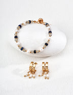 925 Sterling Silver 月光珠, Lapis Lazuli and Natural Pearl Bracelet - Silver