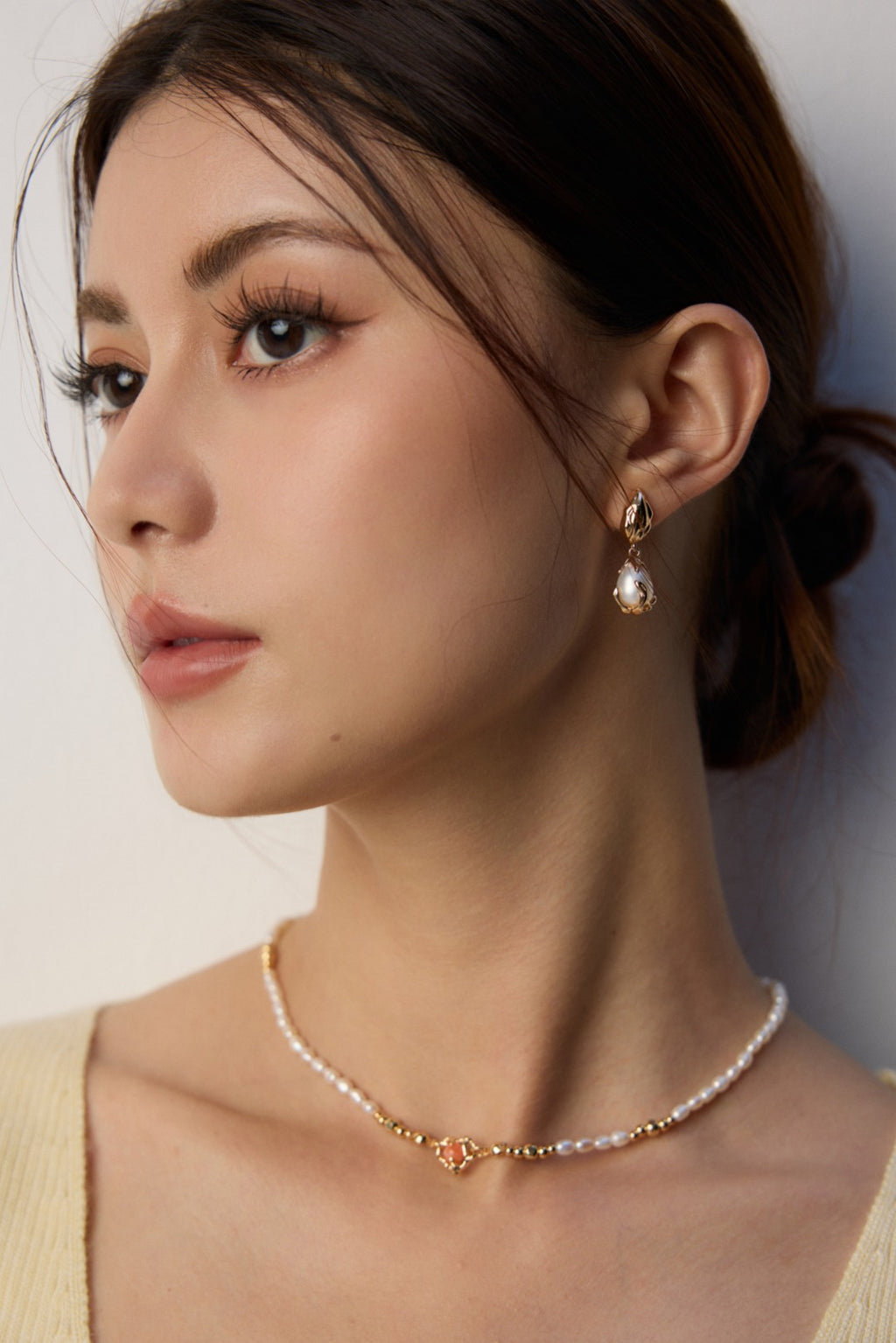 925 Sterling Silver Fluid Natural Pearl Earrings - Silver