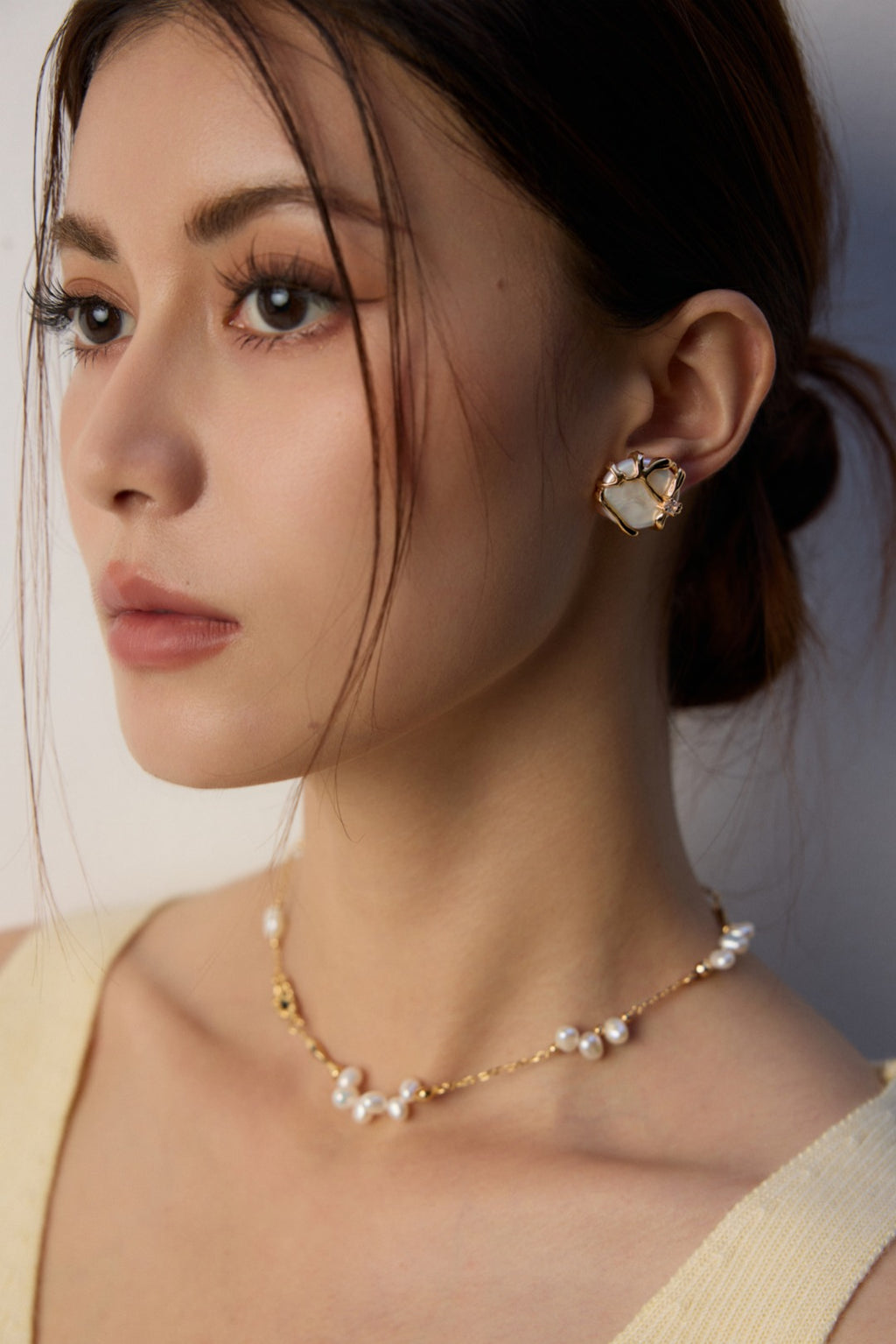 925 Sterling Silver Natural Pearl and Cubic Zirconia Earrings - Silver