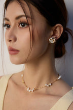 925 Sterling Silver Natural Pearl and Cubic Zirconia Earrings - Silver