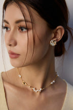 925 Sterling Silver Natural Pearl and Cubic Zirconia Earrings - Silver