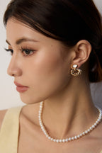 925 Sterling Silver Vintage Mother of Pearl Earrings - Silver