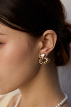 925 Sterling Silver Vintage Mother of Pearl Earrings - Silver