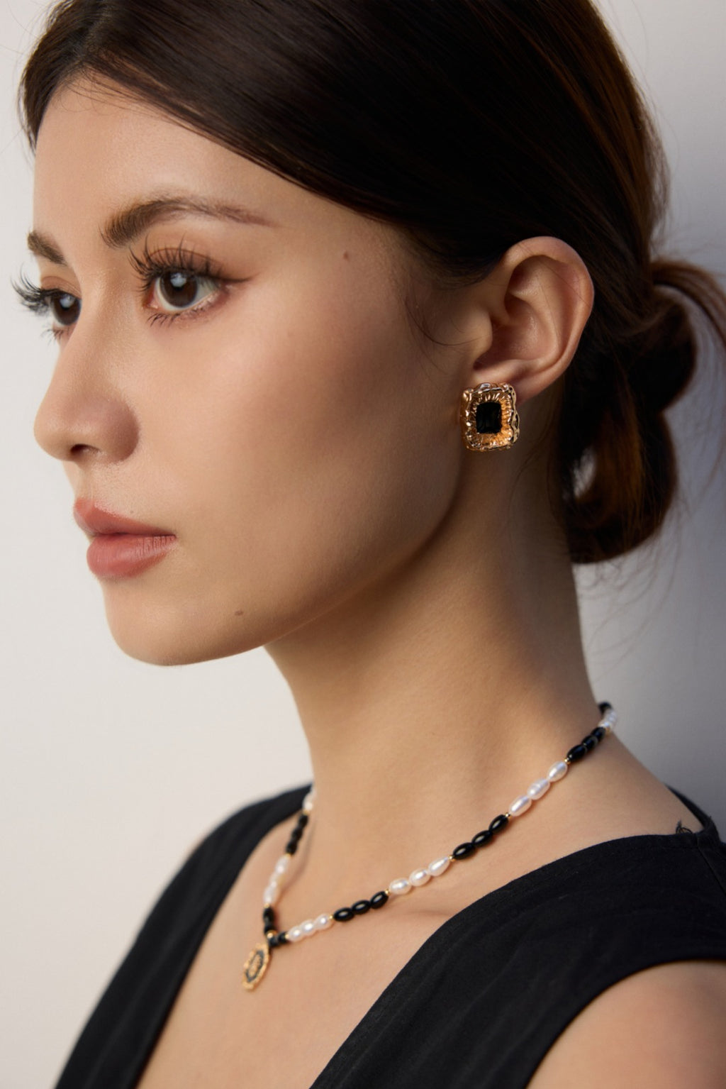 925 Sterling Silver Vintage 黑釉 Earrings - Silver