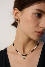 925 Sterling Silver Vintage 黑釉 Earrings - Silver