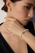925 Sterling Silver Natural Pearl Bracelet - Silver