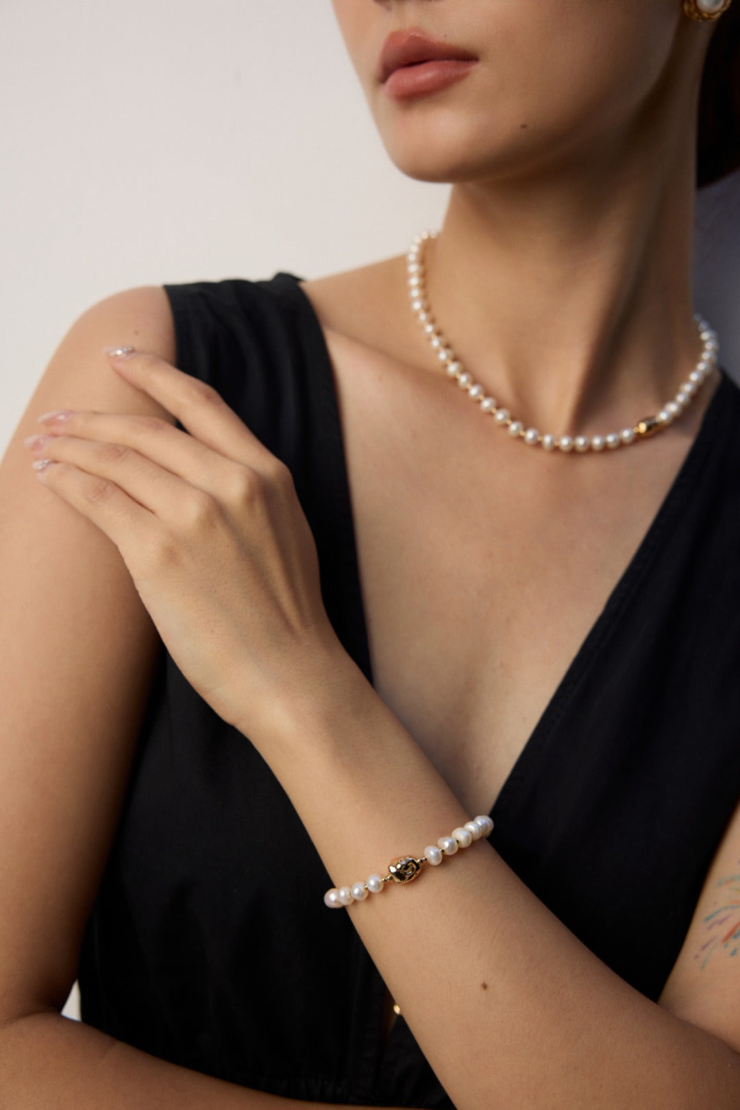 925 Sterling Silver Natural Pearl Bracelet - Silver