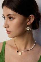 925 Sterling Silver Vintage Agate Earrings - Silver