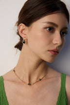 925 Sterling Silver Vintage Agate and Natural Pearl Earrings - Silver