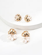 925 Sterling Silver Vintage Natural Pearl Earrings - Silver