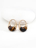 925 Sterling Silver Vintage Tiger’s Eye Earrings - Silver