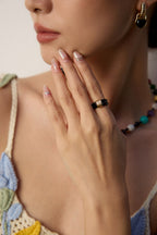 925 Sterling Silver Vintage Drip Glaze Ring - Silver